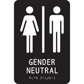 Restroom Sign with ADA and Braille Gender Neutral - 9" x 6