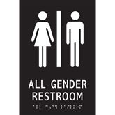 Restroom Sign with Braille All Gender - 9" x 6