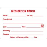 Medication Added MEDICATION ADDED - Red type on white label