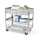 Stainless Steel Equipment Stands Wide Two-Drawer - 4.5" casters - 20.125"W x 36.375"D x 35"H