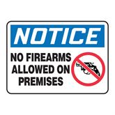 No Firearms Allowed Notice Sign 10"W x 7"H - Adhesive Vinyl