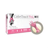 Colortouch Pink Powder Free Latex Exam Gloves Large