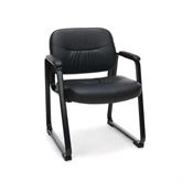 Leather Executive Side Chair with Padded Arms Sled Base