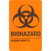 Biohazard Warning Labels BIOHAZARD HAZARD IDENTITY" - Orange with Black Text - 1.75"W x 2.75"H