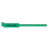 1x10 Wristband Plastic Alert Latex Allergy Snap Close Green 500/BX