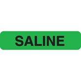 Reagent Labels SALINE" - Green with black text - 1.625"W x 0.375"H