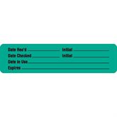 Reagent Labels Date Rec'd__ Initial__ Date Checked__ Initial__ Date in Use__ Expires__" - Green with black text - 3.5"W x 0.875"H