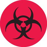 Biohazard Warning Labels Biohazard Symbol - Red with Black Text - 0.75"Dia