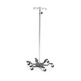 Heavy-Duty Spider Leg Stainless Steel IV Pole 4-Hook Top