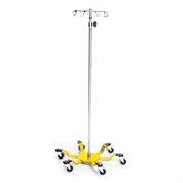 Heavy-Duty Spider Leg Stainless Steel IV Pole 4-Hook Top