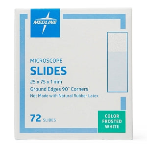 Medline Glass Microscope Slides - Microscope Slide, Ground 90° Edges, White Frosted - MLABSLIDEFW