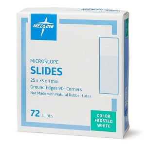 Medline Glass Microscope Slides - Microscope Slide, Ground 90° Edges, White Frosted - MLABSLIDEFW