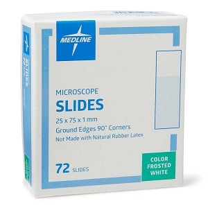 Medline Glass Microscope Slides - Microscope Slide, Ground 90° Edges, White Frosted - MLABSLIDEFW