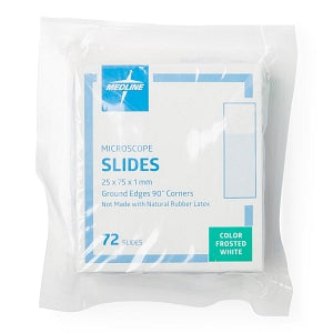 Medline Glass Microscope Slides - Microscope Slide, Ground 90° Edges, White Frosted - MLABSLIDEFW