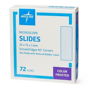 Medline Glass Microscope Slides - Microscope Slide, Ground 90° Edges, Frosted - MLABSLIDEF