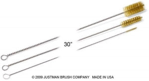 Midland Sci Wire Tube Brush Brass - Brass Wire Tube Brush, 30" Overall Length x 3/8" Diameter, 0.004 Fill - 719326