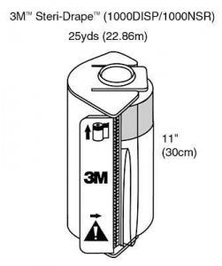 3M Healthcare Steri-Drape Roll Prep Drape 1000DISP - Steri-Drape Roll Prep Drape with Dispenser, 11" x 25 yd. - 1000DISP