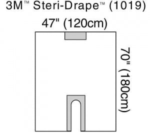 3M Healthcare Steri-Drape Long U-Drape - Steri-Drape Long U-drape with 7" x 18" Adhesive Split, 47" x 71" - 1019