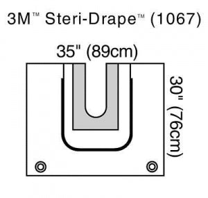 3M Healthcare Steri-Drape U-Drape 1067 - 35" x 30" U-pouch with 6" x 15" Adhesive Split and Fluid Collection Pouch - 1067