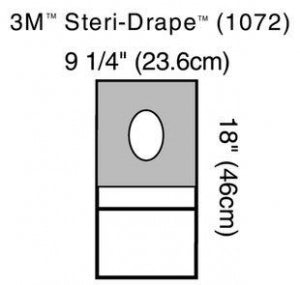 Aperture Pouch Drapes by 3M Healthcare Steri-Drape 1072 - Steri-Drape 9" x 17" Drape with 3.5" x 4.25" Oval Aperture and Fluid Collection Pouch - 1072