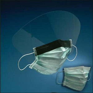 3M Healthcare High Fluid Resistant Procedure Mask w/Shield - Procedure Face Mask with Ear Loops, Light Green - 1840FS