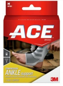 3M Healthcare Ace Brand Compression Ankle Support - Compression Ankle Support, White, Size M - 207301