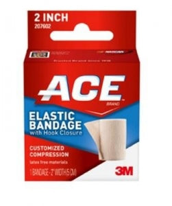 3M Healthcare ACE Elastic Bandage w / Hook Closur - ACE Elastic Bandage with Hook Closure, Beige, 2" - 207602