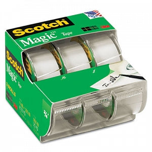 3M Healthcare Scotch Magic Tape - Magic Tape in Handheld Dispenser, 0.75" x 300", 1" Core, Clear, 3/Pack - 3105