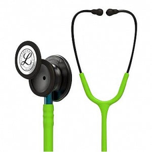 3M Healthcare Littmann Classic III Monitoring Stethoscopes - 3M Littmann Classic III Monitoring Stethoscope, Smoke-Finish Chestpiece, Blue Stem, Smoke Headset, Lime Green Tube, 27" - 5875