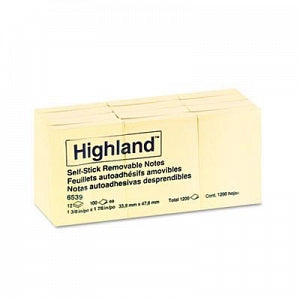 3M Healthcare Post-It Notes - Post-it Canary Yellow 1.5" x 2" 90-Sheet Adhesive Notes - 6539YW