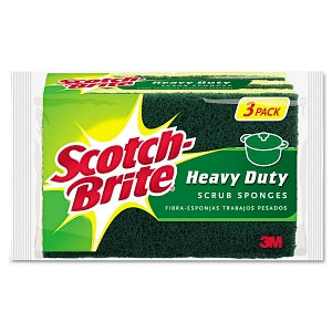 3M Healthcare Scotch-Brite Heavy Duty Scrub Sponge - Heavy-Duty Scrub Sponge, 4-1/2" x 2-7/10" x 3/5" Green / Yellow - HD-3