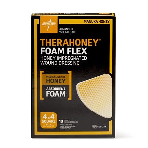 Medline TheraHoney Foam Flex Honey-Impregnated Wound Dressings - TheraHoney Foam Flex Honey-Impregnated Wound Dressing, 4" x 4" - MNK1344