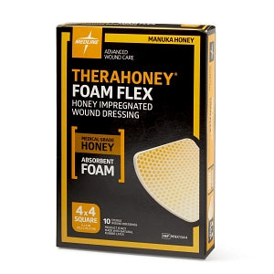 Medline TheraHoney Foam Flex Honey-Impregnated Wound Dressings - TheraHoney Foam Flex Honey-Impregnated Wound Dressing, 4" x 4" - MNK1344