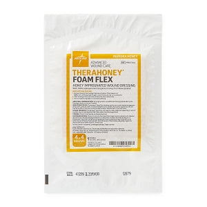 Medline TheraHoney Foam Flex Honey-Impregnated Wound Dressings - TheraHoney Foam Flex Honey-Impregnated Wound Dressing, 4" x 4" - MNK1344