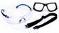 3M Healthcare Solus 1000 Series Safety Spectacles - Solus Safety Glasses Kit, Foam Strap, Clear Antifog Lens, Black and Blue - S1101SGAF-KT