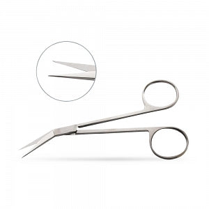 Mopec Iris Scissors - Iris Scissors, Angled, Standard-Grade Stainless Steel, 4.5" - AA030