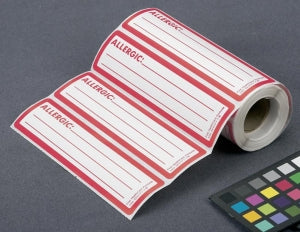 Champion Chart Supply Write-In Allergic Label - Write-In "ALLERGIC" Label with Ruled Lines, 5-3/8" x 1-3/8", 200/Roll - 3500