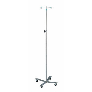 Blickman Health Ind Inc Stainless Steel Four Leg IV Poles - Stainless Steel 4-Leg IV Pole Stand with Locking Knob, 141055, 4-Hook - 0571410400