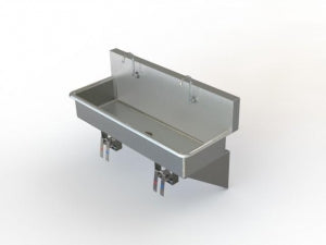 Aero Manufacturing Company Double Surgical Scrub Sinks - Double-Basin Knee-Operated Surgical Scrub Sink - H-2SS1-1544 WITH KNEE