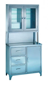 Blickman Health Ind Inc Stainless Steel Instrument Supply Cabinets - Instrument / Storage Cabinet, Closed Bottom, Glass Top, 7956SS - 1527956000