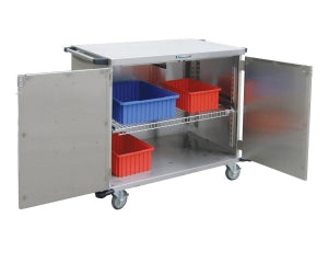 Lakeside Closed Case Carts - Closed Case Cart, 2 Door, 1 Compartment, Solid Shelf, Stainless Steel, 29" x 48" x 39" - 6935S