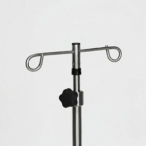 Mid Central Medical IV Poles - Stainless Steel IV Pole with 2 Hooks and 5 Legs, Adjustable Thumb Knob - MCM270