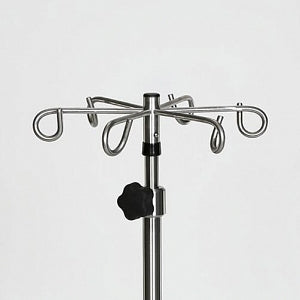 Mid Central Medical IV Poles - Stainless Steel IV Pole with 6 Hooks and 6 Legs, Adjustable Thumb Knob - MCM279