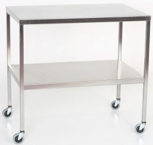 Mid Central Medical Stainless Steel Instrument Tables w/Shelf - Stainless Steel Instrument Table with Shelf, 16" x 30" x 34" - MCM502