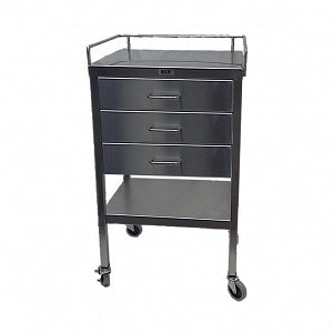 Mid Central Medical Utility Tables - Utility Table, Three Drawer, 3 Sided Guardrail - MCM522