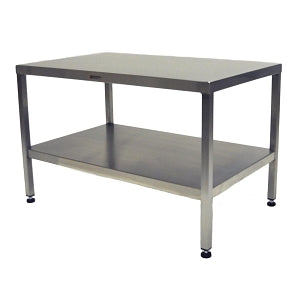 Mid Central Medical Stainless Steel Tables with Two Shelves and Floor Levelers - Stainless Steel Work Table with Lower Shelf, 16" x 20" x 35" - MCM570S-LL