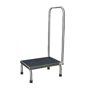 UMF Medical Stainless Steel Foot Stools - STOOL, STEP, SS, W/HAND RAIL, 12 X 18 X 7.75 - SS8378