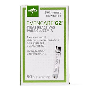 Medline EVENCARE G2 Blood Glucose Monitoring System - Glucose Test Strips for EvenCare G2 Meter - MPH1550