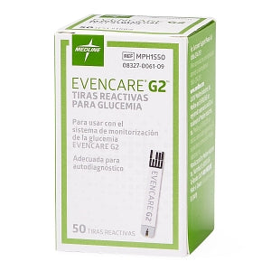 Medline EVENCARE G2 Blood Glucose Monitoring System - Glucose Test Strips for EvenCare G2 Meter - MPH1550