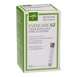 Medline EVENCARE G2 Blood Glucose Monitoring System - Glucose Test Strips for EvenCare G2 Meter - MPH1550